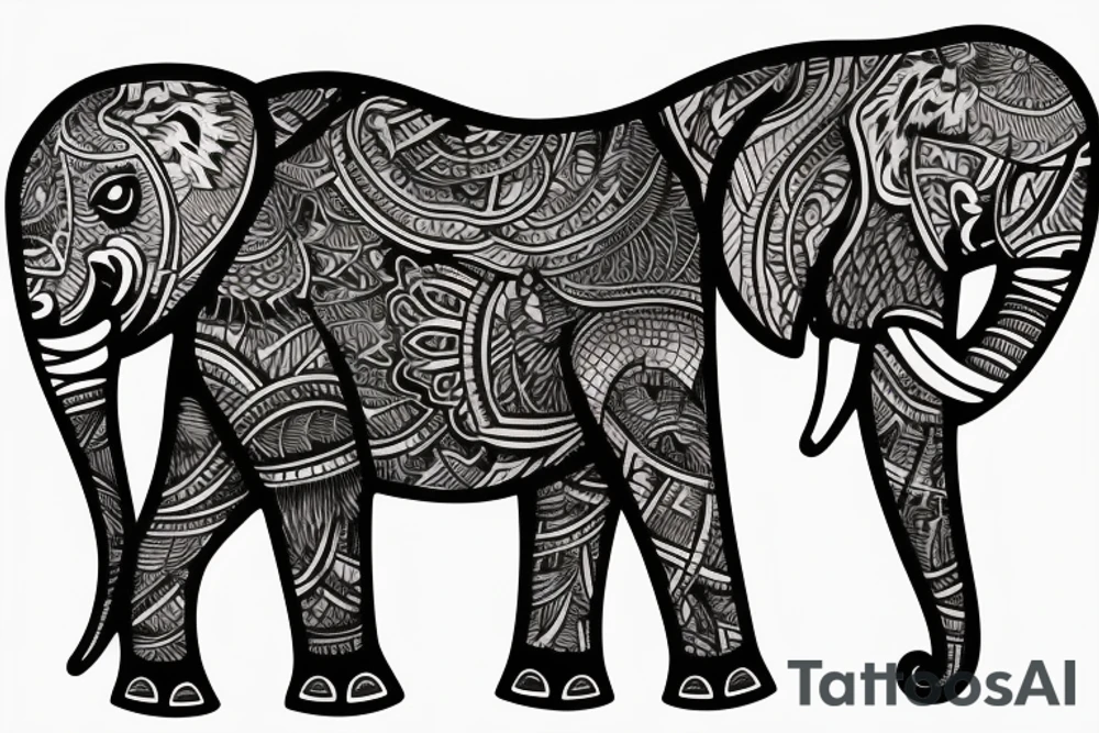 Animated elephant tattoo idea
