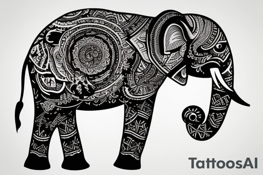 Animated elephant tattoo idea