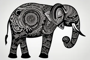 Animated elephant tattoo idea