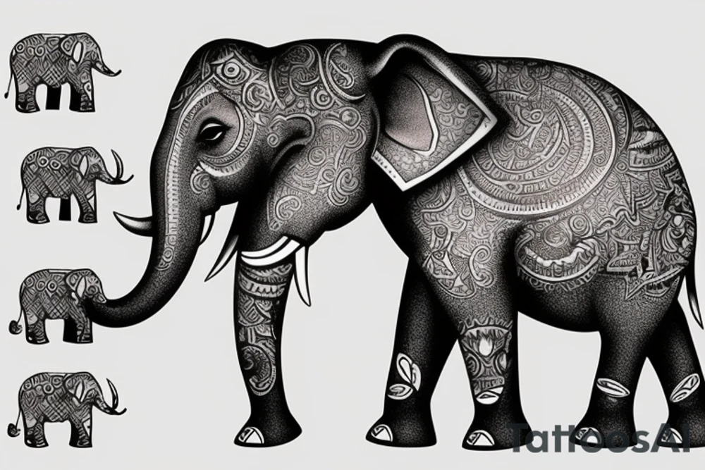Animated elephant tattoo idea