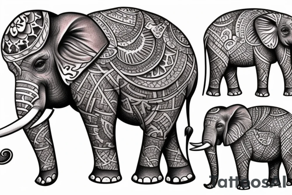 Animated elephant tattoo idea