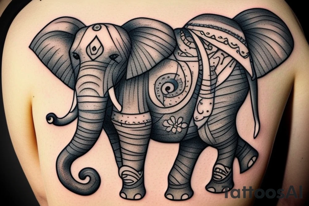 Animated elephant tattoo idea