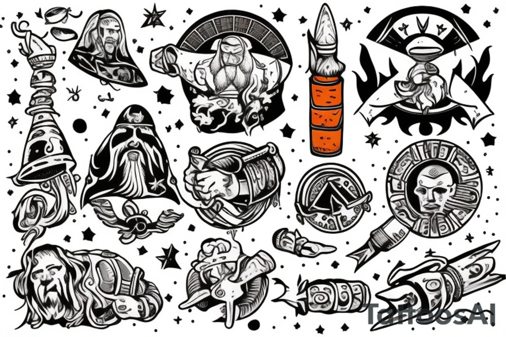 Astronaut Weltall vikinger rauchen tattoo idea
