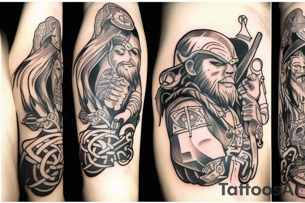 Astronaut Weltall vikinger rauchen tattoo idea