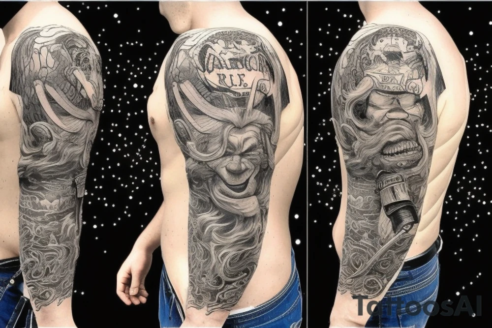 Astronaut Weltall vikinger rauchen tattoo idea