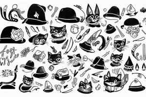 Schwarze Katze mit hut tattoo idea