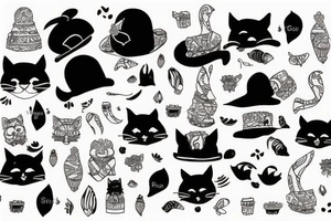 Schwarze Katze mit hut tattoo idea