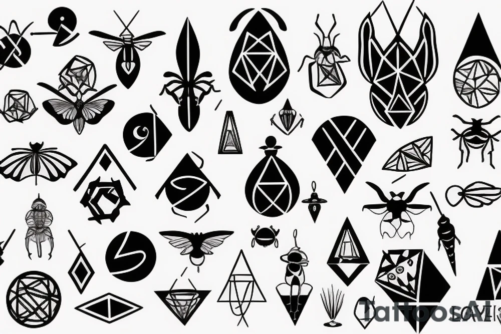 Love bugs breathe air mensch fine lines geometric symbols witchy tattoo idea
