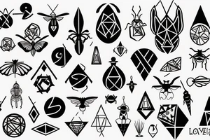 Love bugs breathe air mensch fine lines geometric symbols witchy tattoo idea