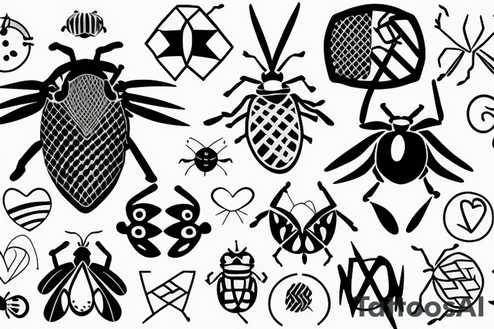 Air symbol with love bug fine lines small tattoo idea
