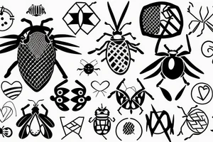Air symbol with love bug fine lines small tattoo idea