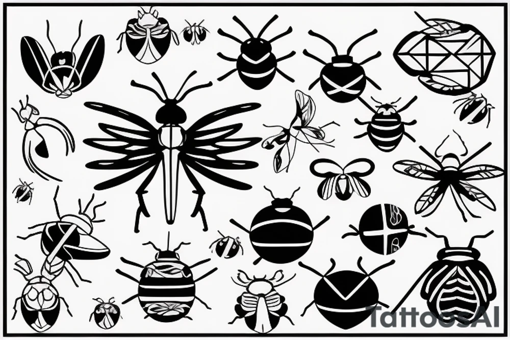 Air symbol with love bug fine lines small tattoo idea