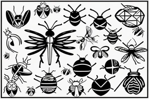 Air symbol with love bug fine lines small tattoo idea