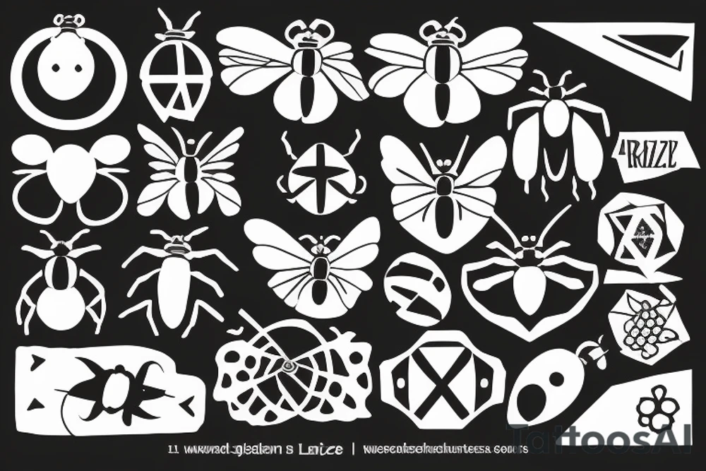 Air symbol with love bug fine lines small tattoo idea