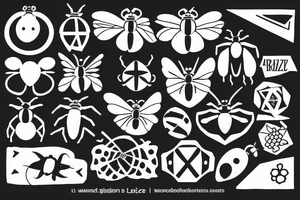 Air symbol with love bug fine lines small tattoo idea