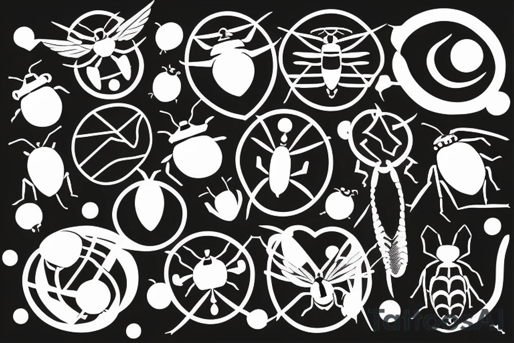 Air symbol with love bug fine lines small tattoo idea