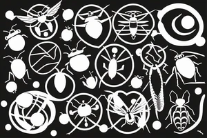 Air symbol with love bug fine lines small tattoo idea