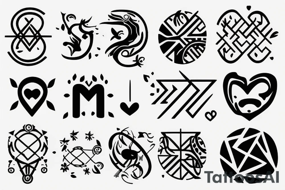 Air symbol with love fine lines small tattoo idea