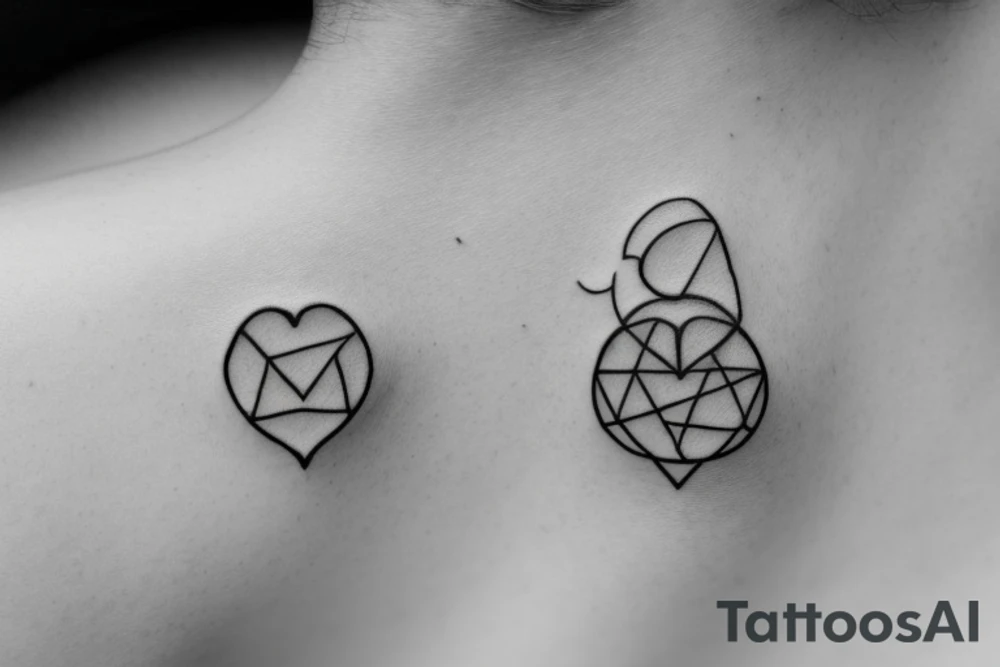 Air symbol with extra line crossing it and little heart type icon overlayed or integrated somehow tattoo idea