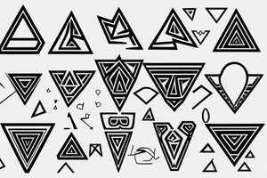 Air symbol triangle shape is core with extra line crossing it and little heart type icon overlayed or integrated somehow. Symbols and super fine lines tattoo idea