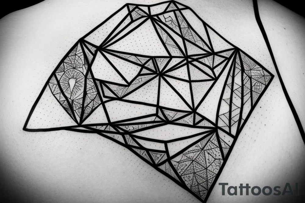 Air symbol triangle shape is core with extra line crossing it and little heart type icon overlayed or integrated somehow. Symbols and super fine lines tattoo idea