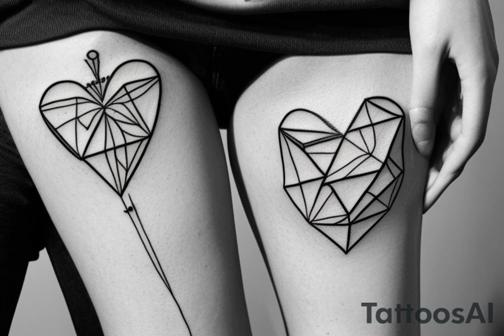 Air symbol triangle shape is core with extra line crossing it and little heart type icon overlayed or integrated somehow. Symbols and super fine lines tattoo idea