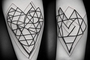 Triangle with two parallel lines crossing it parallel to the base with a small heart connected to one of the lines tattoo idea