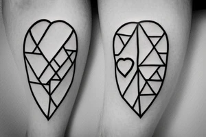 Triangle with two parallel lines crossing it parallel to the base with a small heart connected to one of the lines. Small. Simple tattoo idea