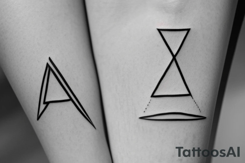 Triangle with two parallel lines crossing it parallel to the base. Small. Simple minimalist tattoo idea Triangle with two parallel lines crossing it parallel to the base. Small. Simple minimalist tattoo idea