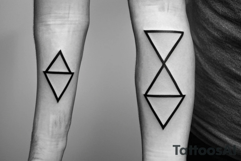 Triangle with two parallel lines crossing it parallel to the base. Small. Simple minimalist tattoo idea Triangle with two parallel lines crossing it parallel to the base. Small. Simple minimalist tattoo idea