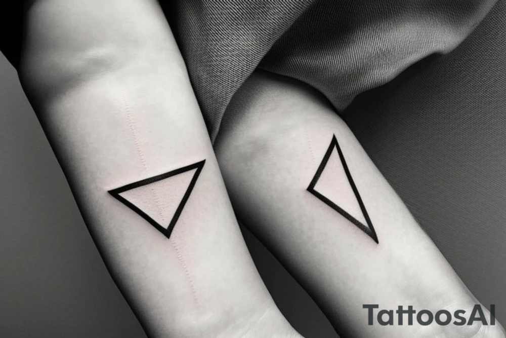 Triangle with two parallel lines crossing it parallel to the base. Small. Simple minimalist tattoo idea Triangle with two parallel lines crossing it parallel to the base. Small. Simple minimalist tattoo idea