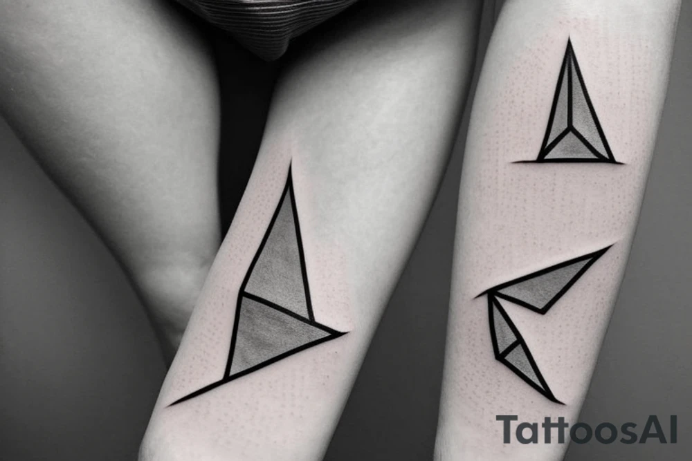 Triangle with two parallel lines crossing it parallel to the base. Small. Simple minimalist tattoo idea Triangle with two parallel lines crossing it parallel to the base. Small. Simple minimalist tattoo idea