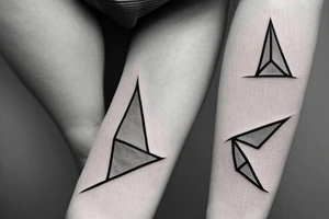 Triangle with two parallel lines crossing it parallel to the base. Small. Simple minimalist tattoo idea