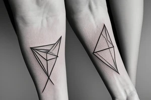 Triangle with two parallel lines crossing it parallel to the base. Small. Simple minimalist tattoo idea