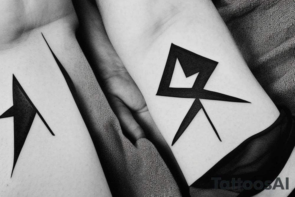 Triangle with two parallel lines crossing it parallel to the base. Small. Simple minimalist tattoo idea Triangle with two parallel lines crossing it parallel to the base. Small. Simple minimalist tattoo idea