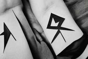 Triangle with two parallel lines crossing it parallel to the base. Small. Simple minimalist tattoo idea