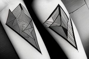 Triangle with two parallel lines crossing it parallel to the base. tattoo idea