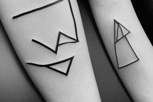 Triangle with two parallel lines crossing it parallel to the base. tattoo idea