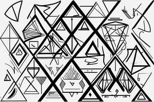 Triangle with two parallel lines crossing it parallel to the base. tattoo idea
