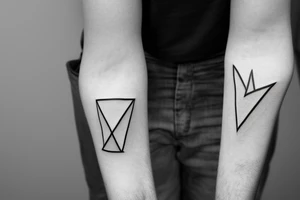Triangle with two parallel lines crossing it parallel to the base. tattoo idea