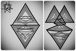 Triangle with two parallel lines crossing it parallel to the base. Air symbol sacred geometry tattoo idea