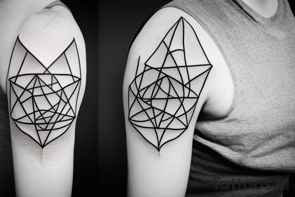 Triangle with two parallel lines crossing it parallel to the base. Air symbol sacred geometry tattoo idea
