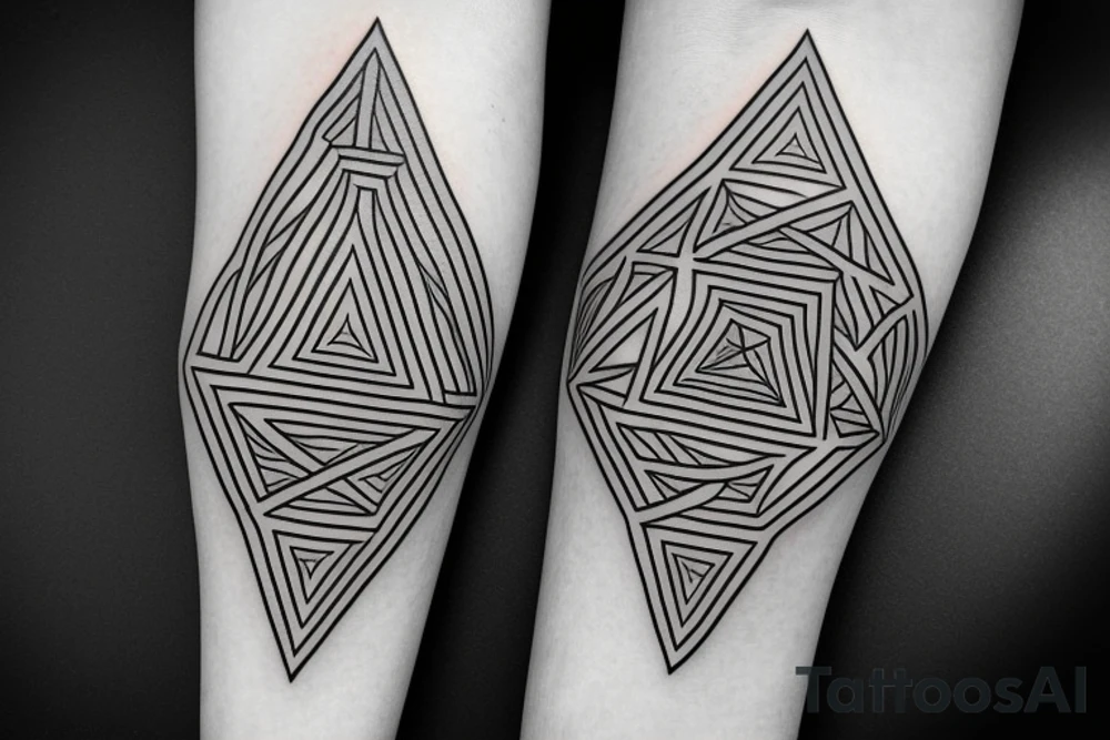 Triangle with two parallel lines crossing it parallel to the base. Air symbol sacred geometry tattoo idea