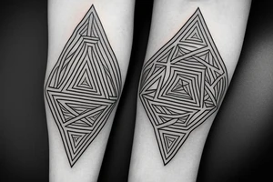 Triangle with two parallel lines crossing it parallel to the base. Air symbol sacred geometry tattoo idea