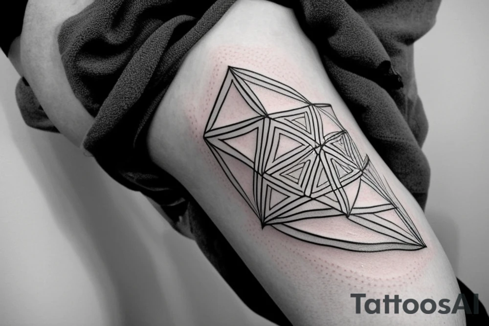 Triangle with two parallel lines crossing it parallel to the base. Air symbol sacred geometry tattoo idea