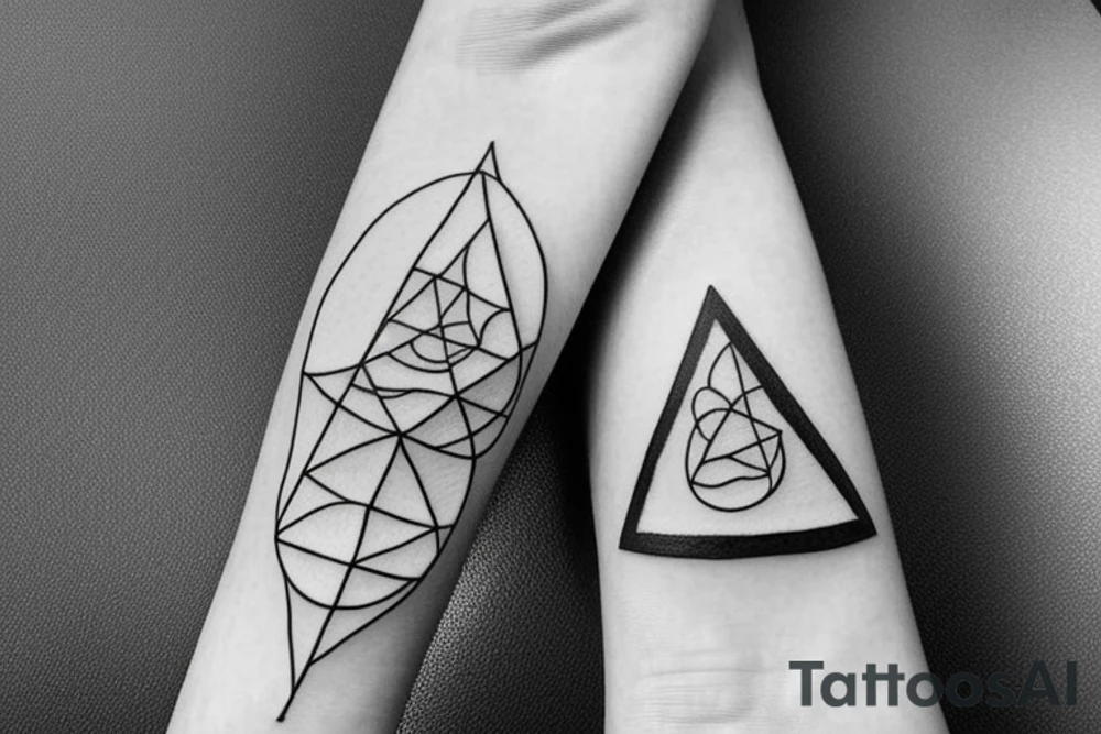 Triangle with two parallel lines crossing it parallel to the base. Air symbol sacred geometry SMALL tattoo idea