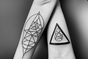 Triangle with two parallel lines crossing it parallel to the base. Air symbol sacred geometry SMALL tattoo idea