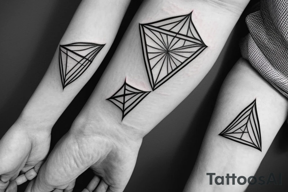 Triangle with two parallel lines crossing it parallel to the base. Air symbol sacred geometry SMALL tattoo idea