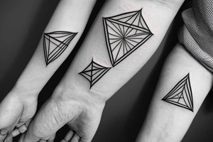 Triangle with two parallel lines crossing it parallel to the base. Air symbol sacred geometry SMALL tattoo idea