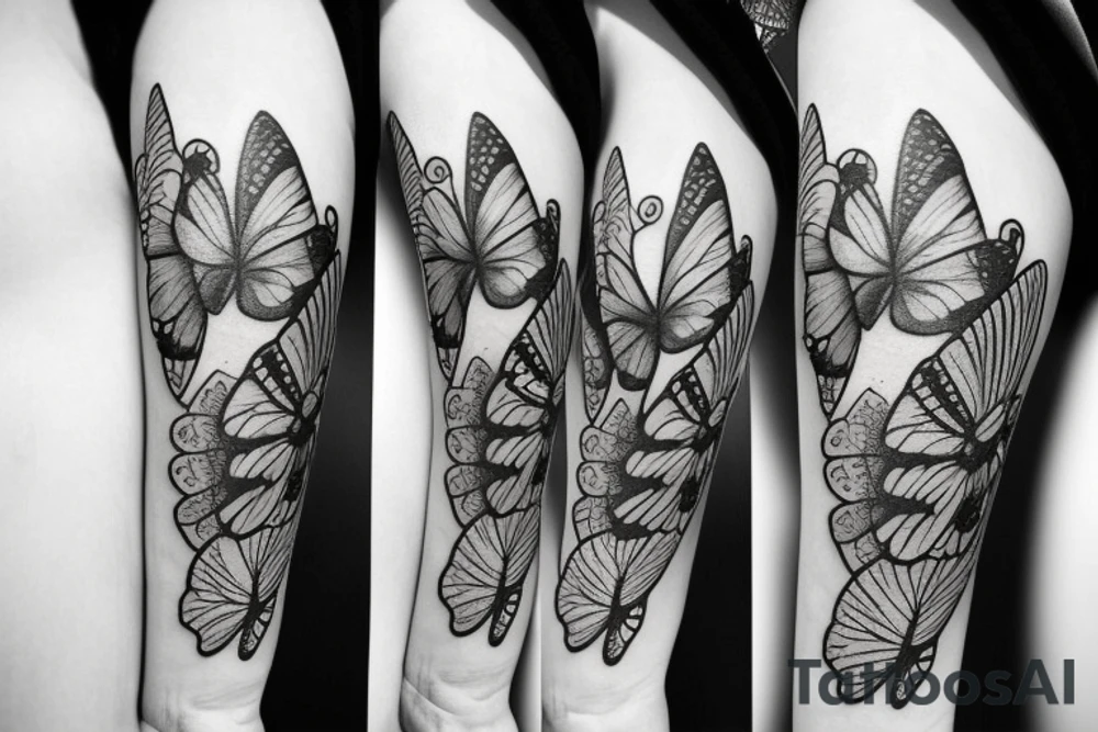 butterfly tattoes with a touch of flower tattoo idea